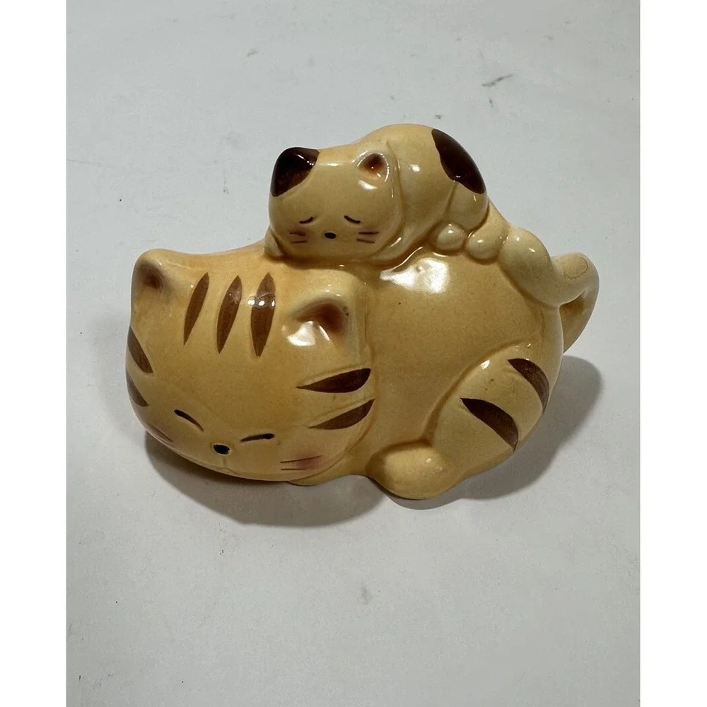 Vintage Small‎ Cat With Baby Coin Bank 3.5